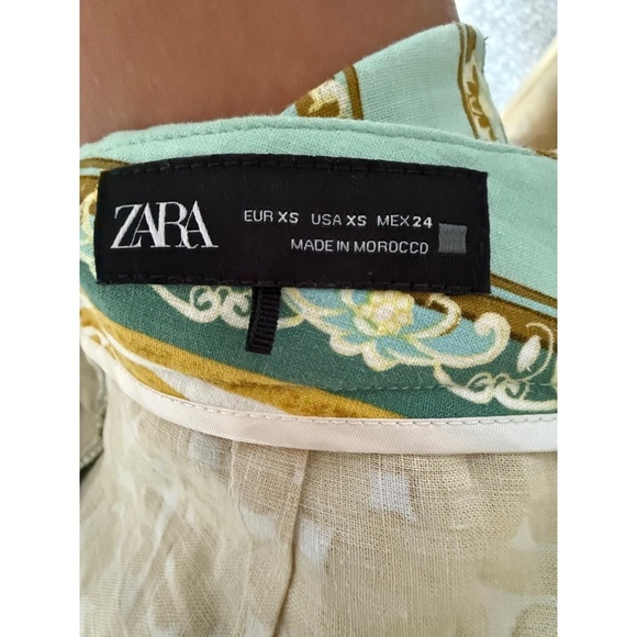 Zara Mustard Yellow Gold Teal Baroque Patterned Trousers size XS - Picture 8 of 11